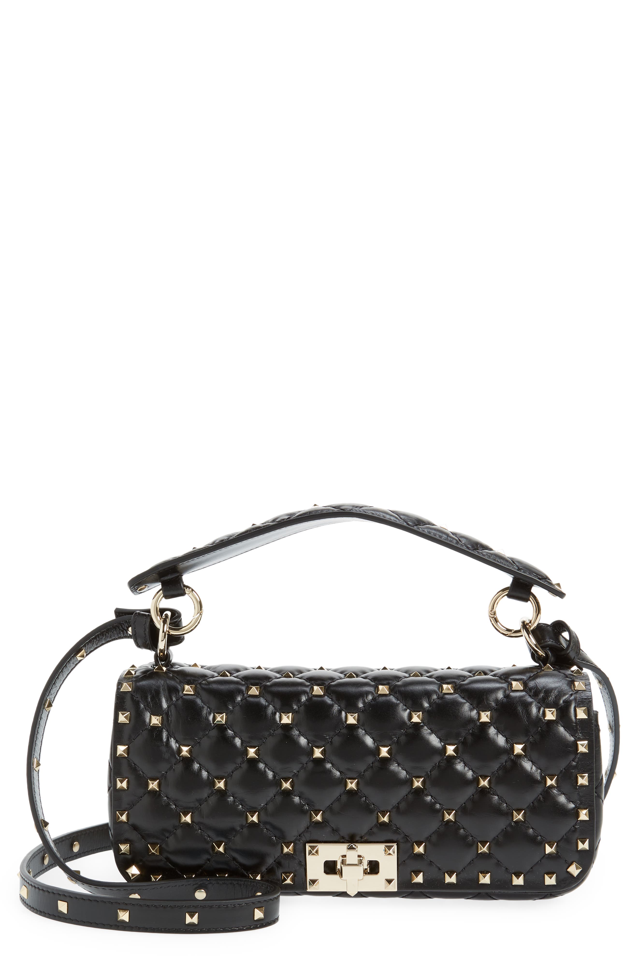 Valentino Garavani Rockstud Spike Leather Shoulder Bag, Main, color, 