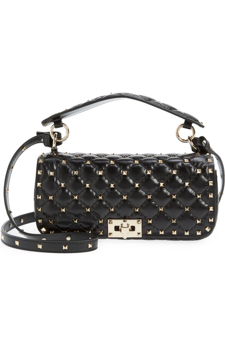 Valentino Garavani Rockstud Spike Leather Shoulder Bag, Main, color,
