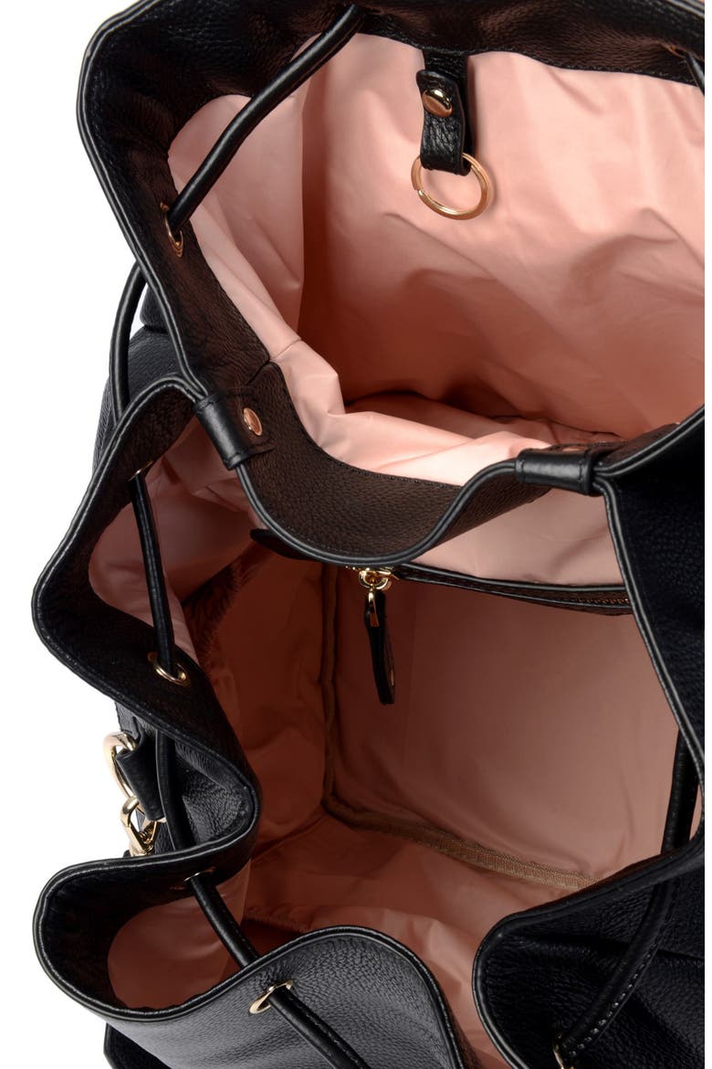Thor Leather Diaper Backpack, Alternate, color, BLACK WITH LIGHT GOLD HARDWARE