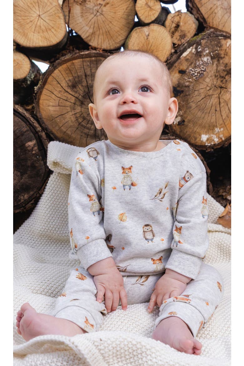 Organic Cotton Animal Pants and Long Sleeve Top Set, Alternate, color, Beige Animal Print