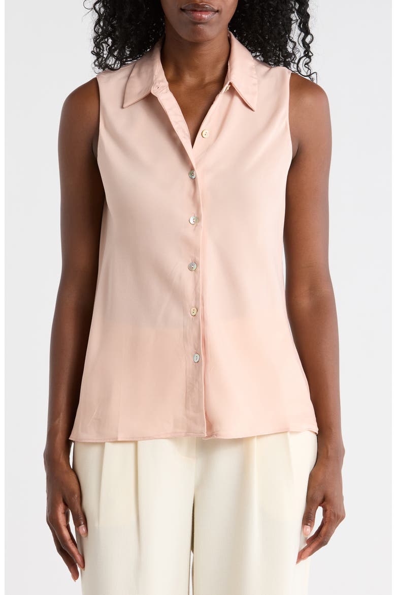 Sleeveless Button-Up Shirt, Main, color, BLUSH