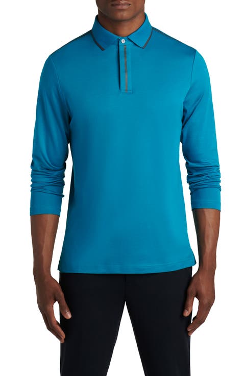 Pima Cotton Long Sleeve Polo Shirt