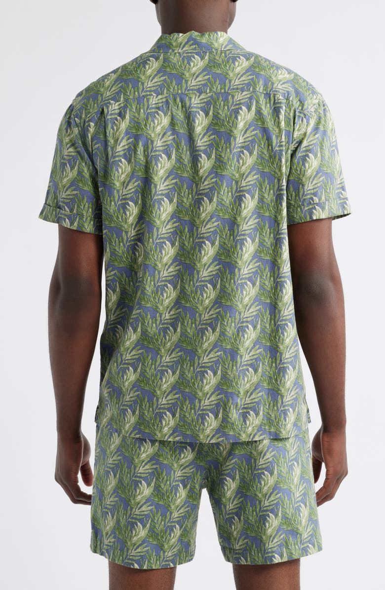 Rails Atlas Seaweed Print Linen Blend Camp Shirt, Alternate, color, Slate Seaweed
