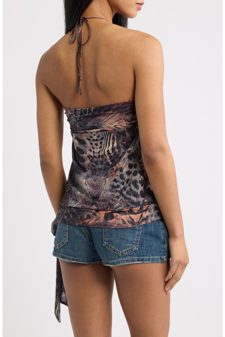 Plunge Cutout Halter Top, Alternate, color, BROWN