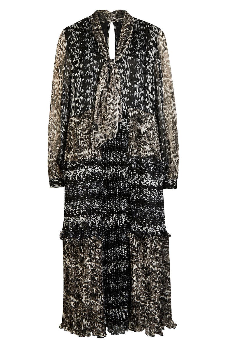 River Island Print Tie Neck Long Sleeve Dress, Alternate, color,