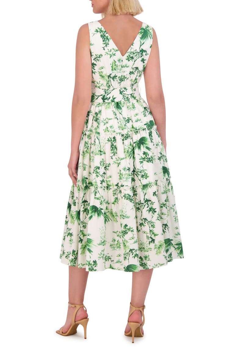 Sleeveless Floral Cotton Midi Sundress, Alternate, color, GREEN