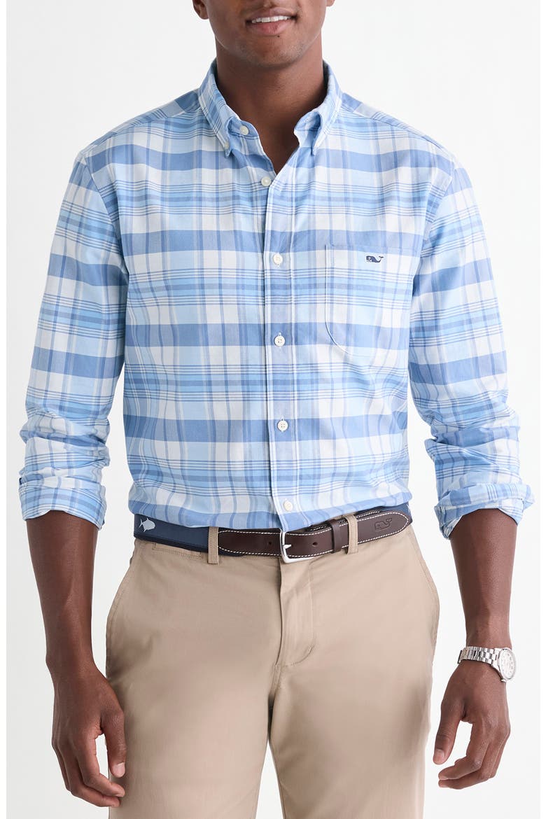 Plaid Long Sleeve Oxford Shirt, Main, color, SERENITY BLUE