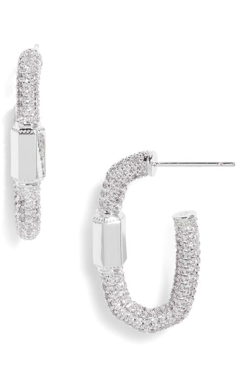 Kendra Scott Emery Hoop Earrings in Rhodium White Crystal 