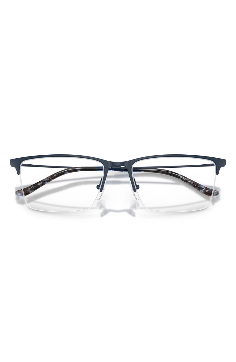 Emporio Armani 55mm Rectangle Optical Glasses, Alternate, color, Matte Blue / Demo Lens