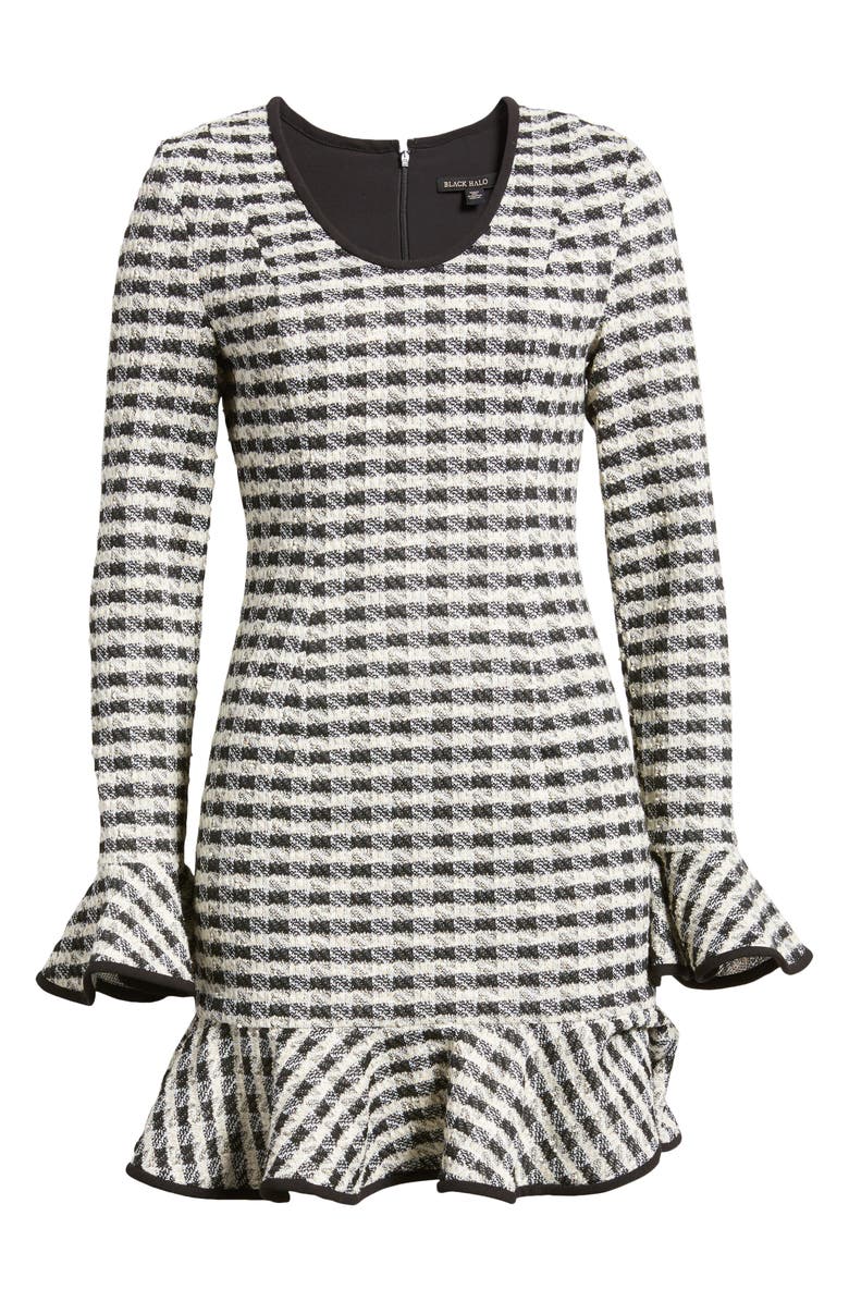 Black Halo Kiara Metallic Check Long Sleeve Minidress, Alternate, color,