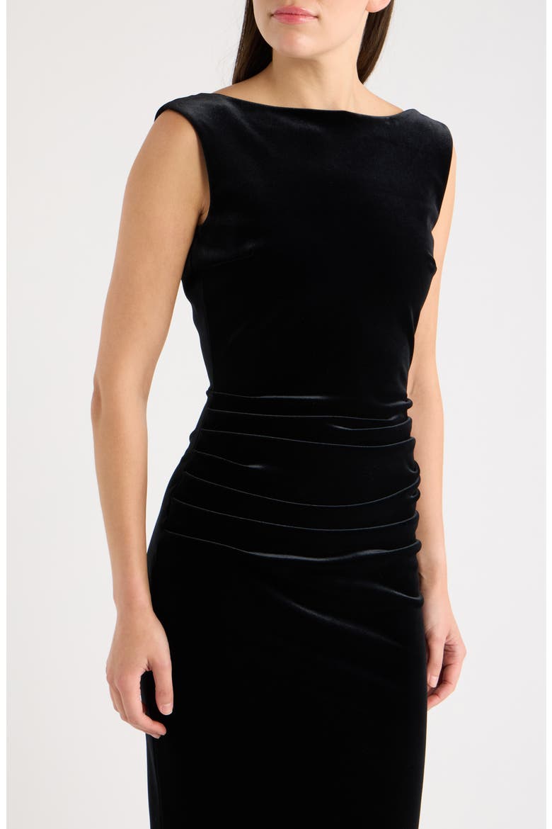 Nima Embellished Velvet Gown, Alternate, color, BLACK
