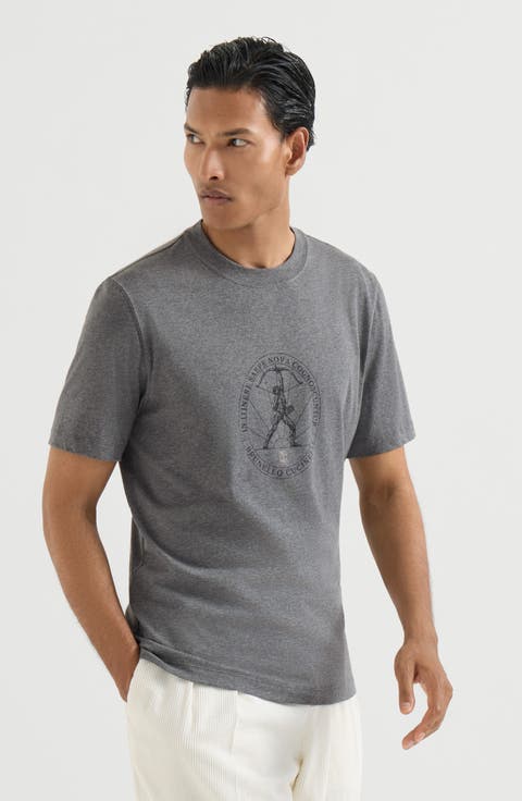 Cotton jersey crew neck T-shirt with print