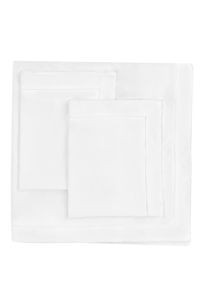 Framed Embroidered Duvet & Sham Set, Main, color, WHITE/ WHITE