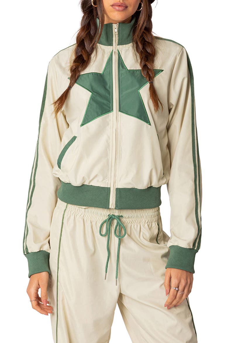 Superstar Track Jacket, Main, color, OFF-WHITE-AND-OLIVE