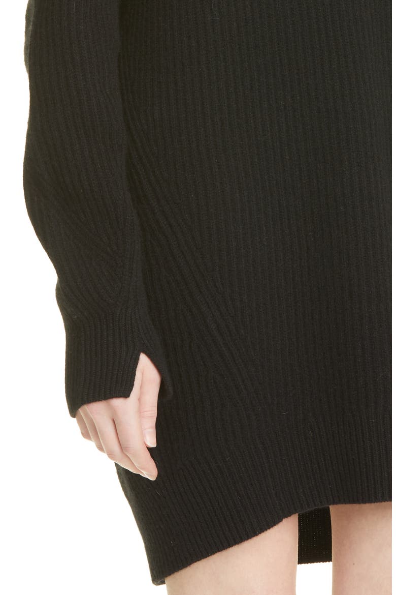 Pierce Cowl Neck Long Sleeve Cashmere Sweater Dress, Alternate, color, BLACK