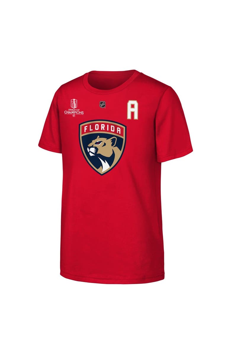 Outerstuff Youth Matthew Tkachuk Red Florida Panthers 2025 Stanley Cup Champions Name & Number T-Shirt, Alternate, color, 