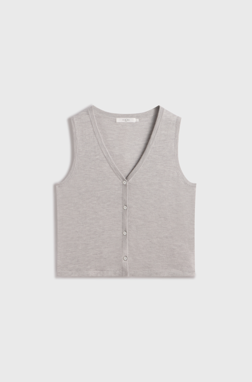 Almina Concept Knit Button Closure Vest In Grey