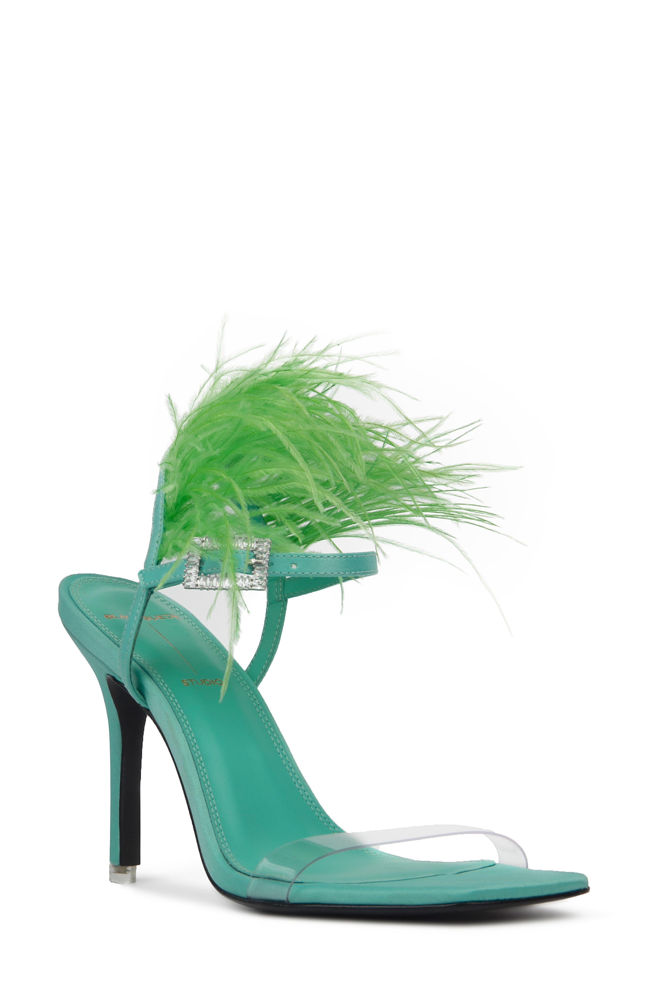 Trinity Square Toe Sandal, Main, color, ELECTRIC GREEN PVC / SATIN
