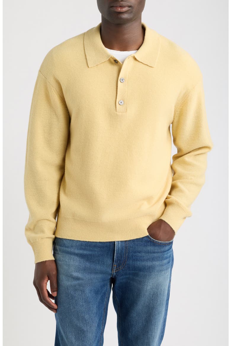 Boiled Wool Polo Sweater, Main, color, OLD YELLOW