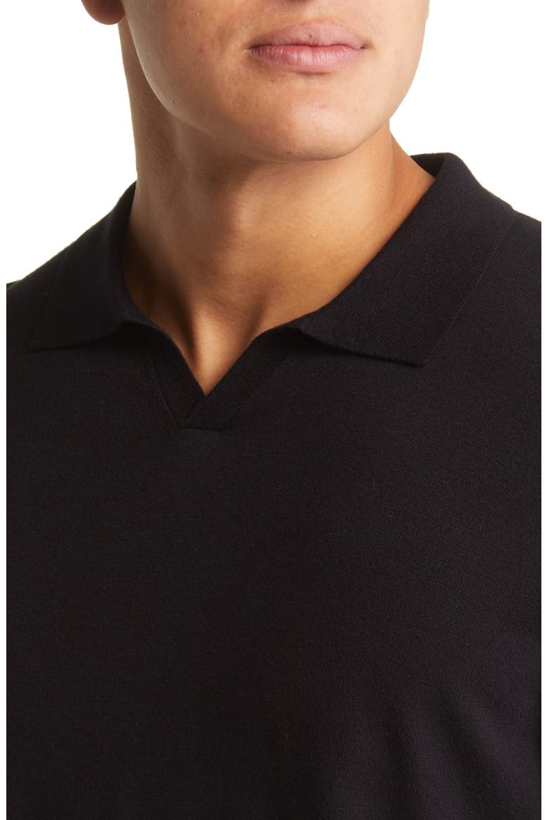 Long Sleeve Johnny Collar Polo Sweater, Alternate, color, BLACK