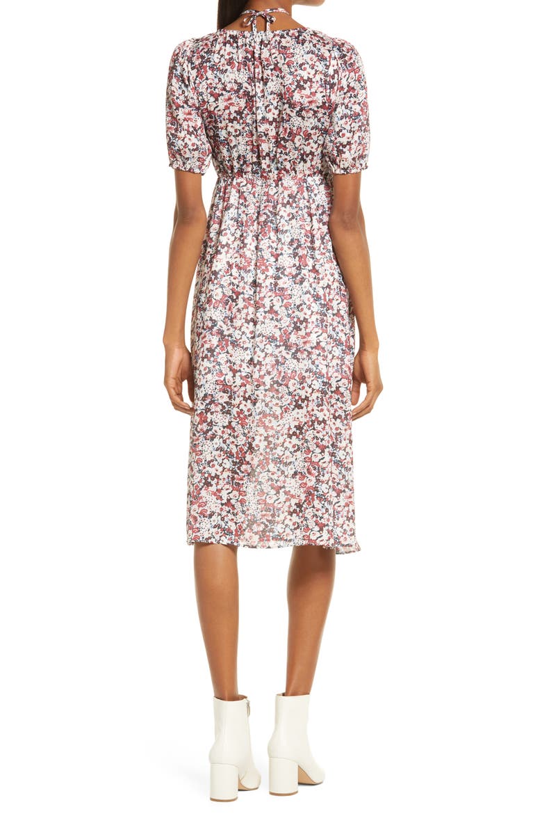 Floral Print Tie Front Midi Dress, Alternate, color, DITSY
