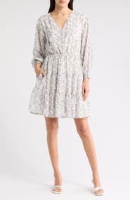 WISHLIST Floral Long Sleeve Tiered Minidress