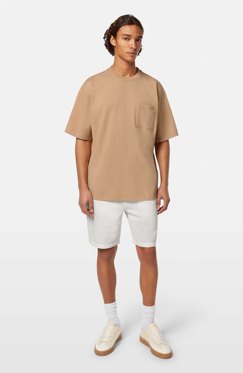 Scotch & Soda Cotton & Linen Twill Drawstring Bermuda Shorts In Off White