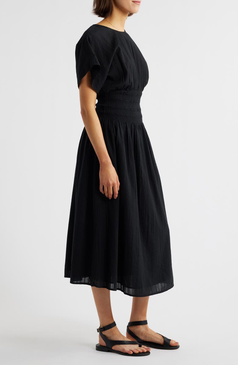 Madewell Stripe Smocked Waist Seersucker Dress, Alternate, color, 