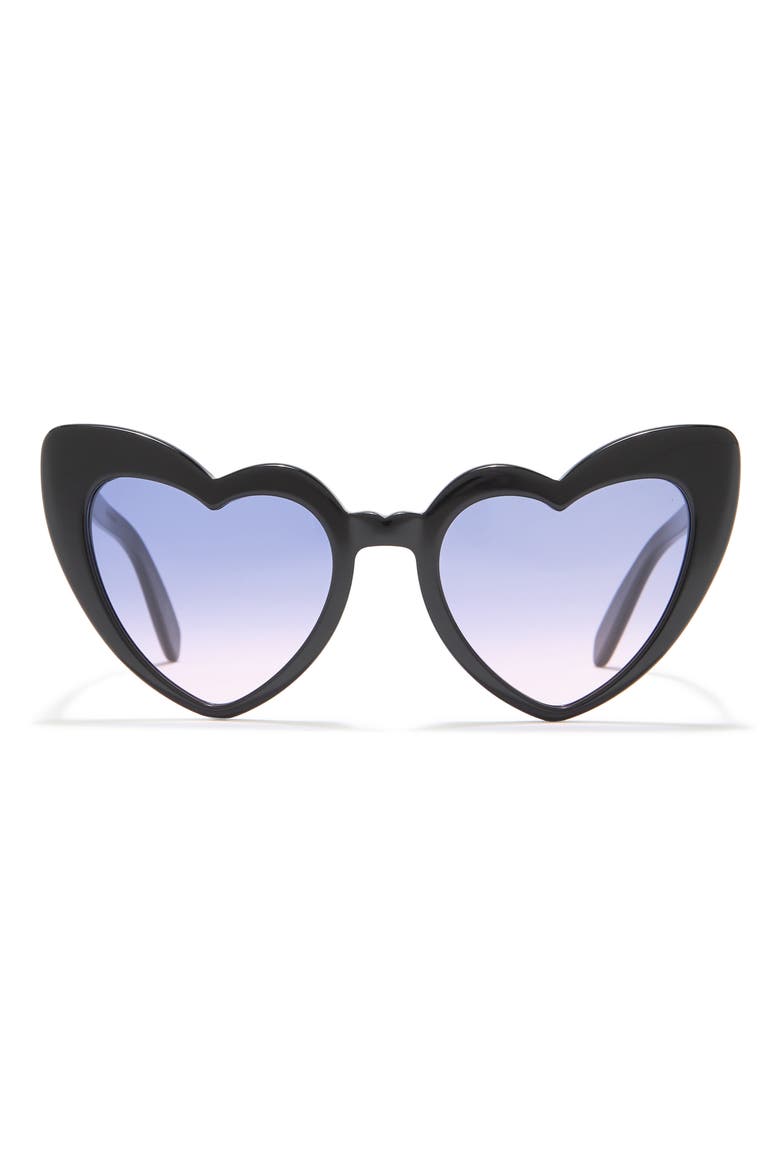 54mm Heart Shaped Fashion Sunglasses, Main, color, BLACK BLACK VIOLET