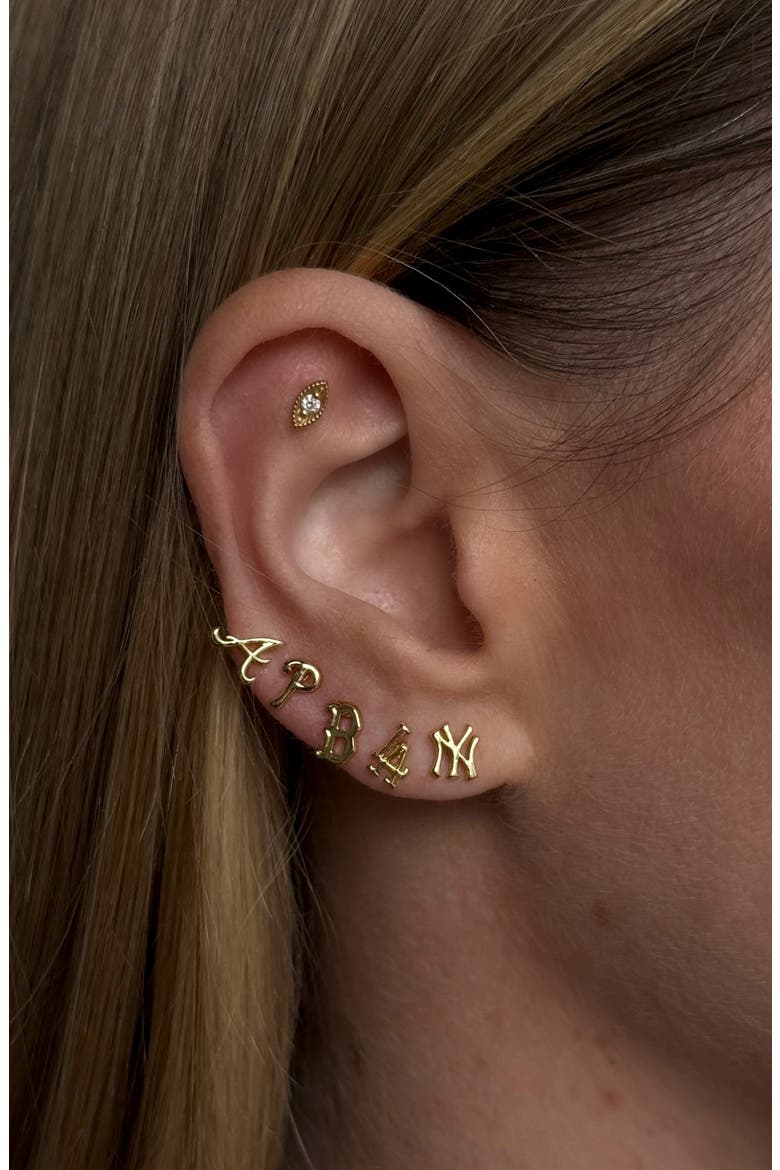 MLB New York Yankees Logo Stud Earrings, Alternate, color, GOLD