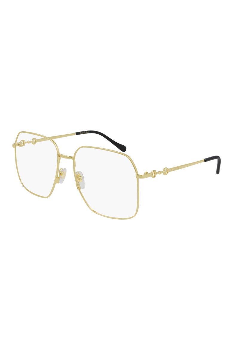 57mm Solid Square Optical Glasses, Main, color, SHINY ENDURA GOLD/ TRANSPARENT