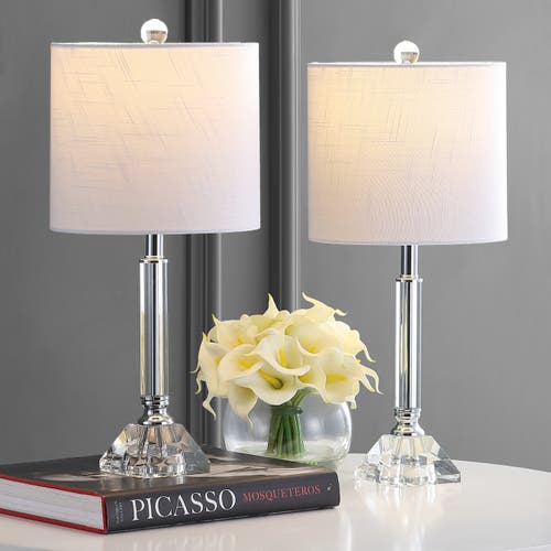 Jonathan Y Designs Dana 19.5in Crystal Column/metal Led Table Lamp In Clear