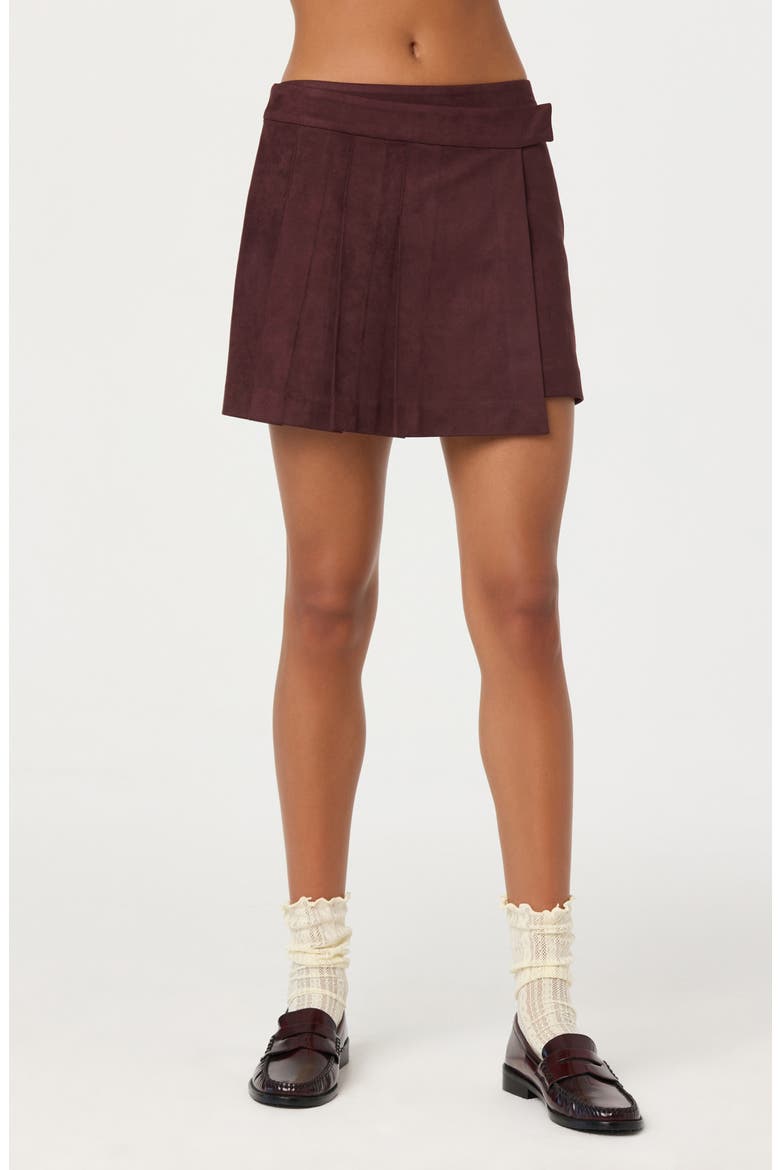 Theodora Faux Suede Miniskirt, Main, color, EGGPLANT