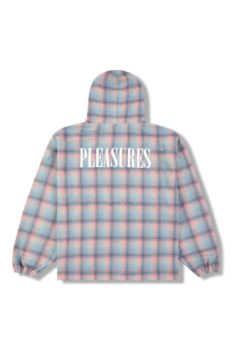 Sender Oversize Ombré Check Cotton Flannel Hoodie, Alternate, color, PINK