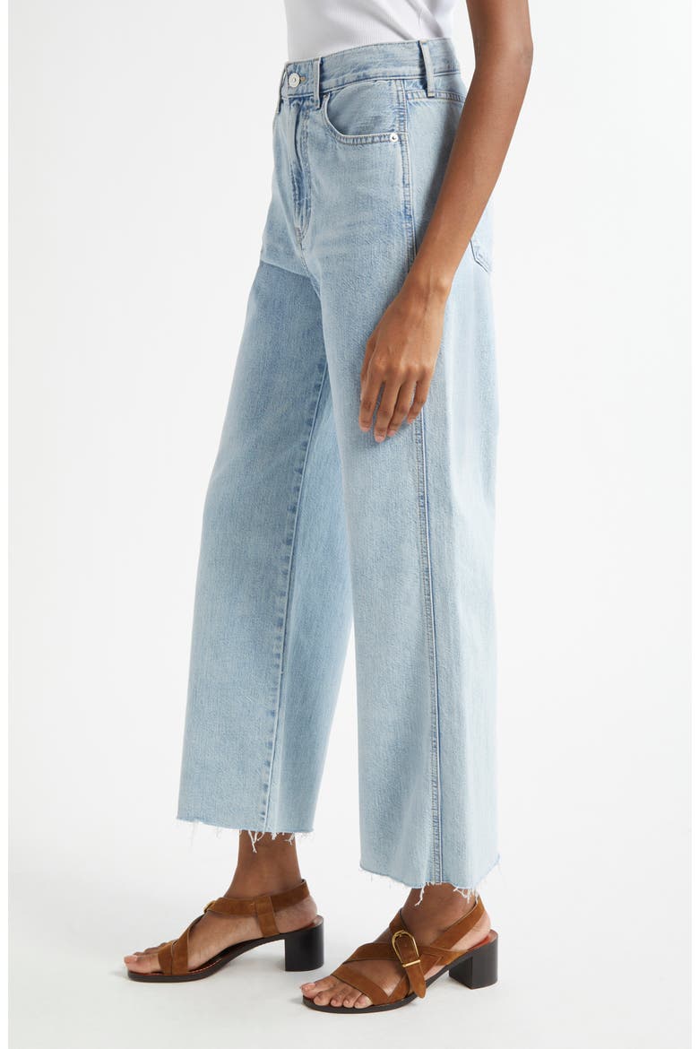 Taylor Raw Hem High Waist Ankle Wide Leg Jeans, Alternate, color, PALE STONE