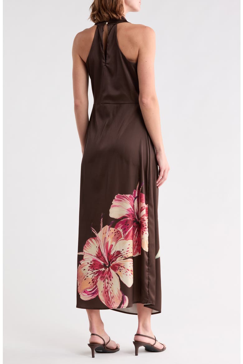Floral Halter Neck Satin Maxi Dress, Alternate, color, WATERCOLOR LEOPARD