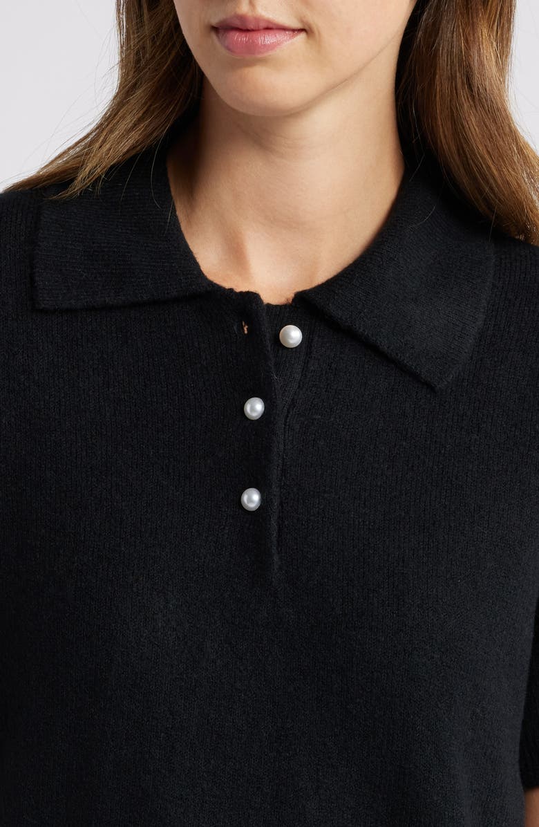 CeCe Imitation Pearl Button Polo Sweater, Alternate, color,