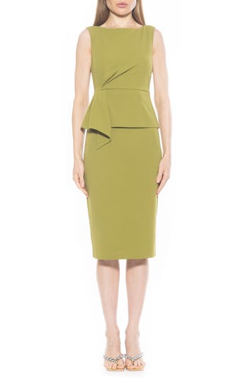 Alexia Admor Amora Boat Neck Sleeveless Sheath Dress In Sage