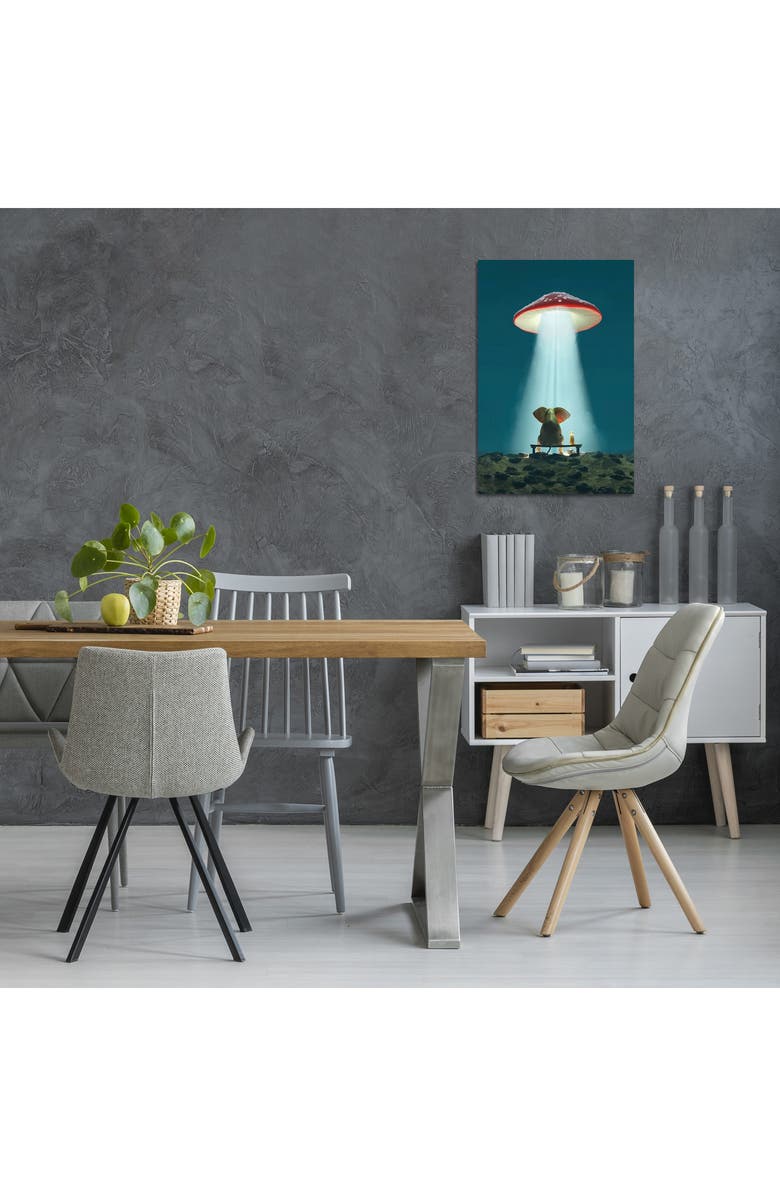 iCanvas Elephant And Dog Look At A Flying Mushroom by Mike Kiev Canvas Wall Art, Alternate, color, Blue/ Green