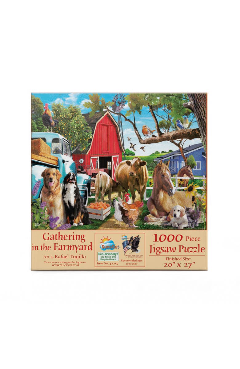 Sunsout Gathering in the Farmyard 1000 piece Jigsaw Puzzle for Adults, Alternate, color, Multicolor