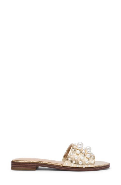Shop Anne Klein Eugenie Faux Pearl Slide Sandal In Gold