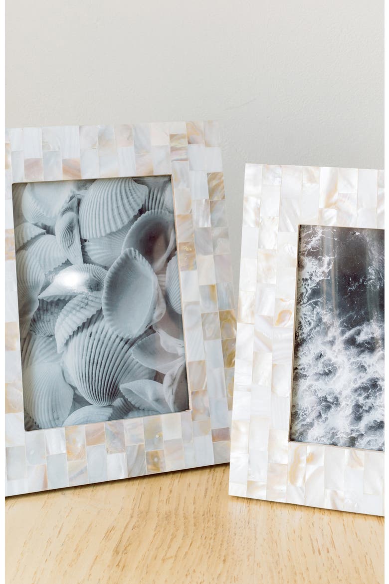 Chitra Mother of Pearl Picture Frame - Hand Carved Fair Trade, Alternate, color, White