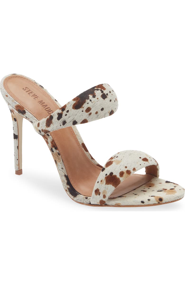 Steve Madden Saturn Genuine Calf Hair Slide Sandal, Main, color, White/ Camel