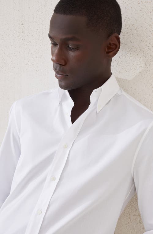 Brunello Cucinelli Men's Basic Fit Solid Sport Shirt With Button-down Collar In White