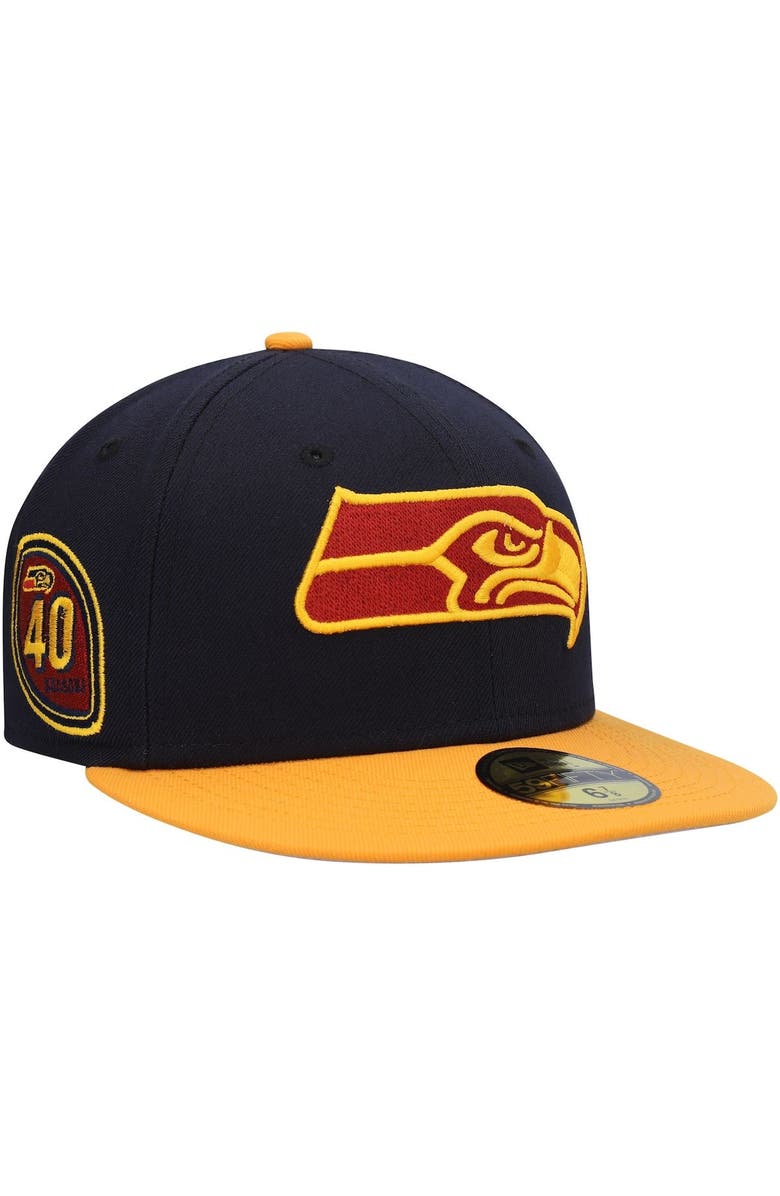 New Era Men's New Era Navy/Gold Seattle Seahawks 40th Season 59FIFTY Fitted Hat, Alternate, color,