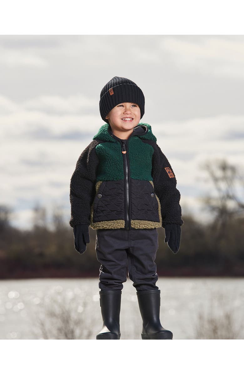 Deux par Deux Little Boy's Mid-Season Colorblock Jacket Black, Forest Green, And Olive, Alternate, color, 
