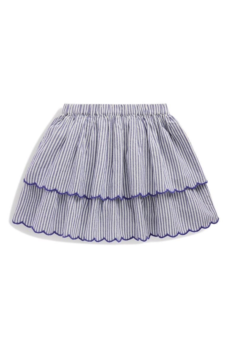Kids' Stripe Embroidered Tiered Cotton Skirt, Alternate, color, SAPPHIRE BLUE STRIPE