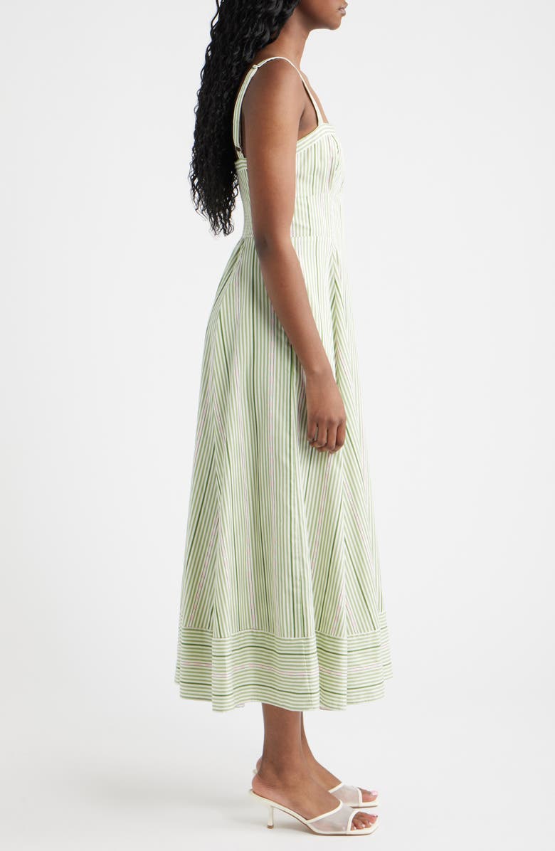 Hill House Home The Margot Stripe Fit & Flare Midi Dress, Alternate, color, Green Jacquard Stripe