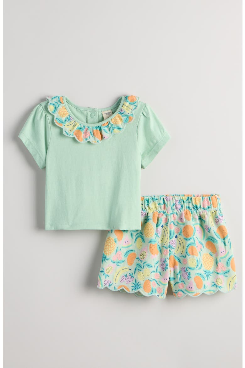 Scallop Collar Tee & Shorts Set, Main, color, GREEN- GREEN FRUIT PUNCHDNU
