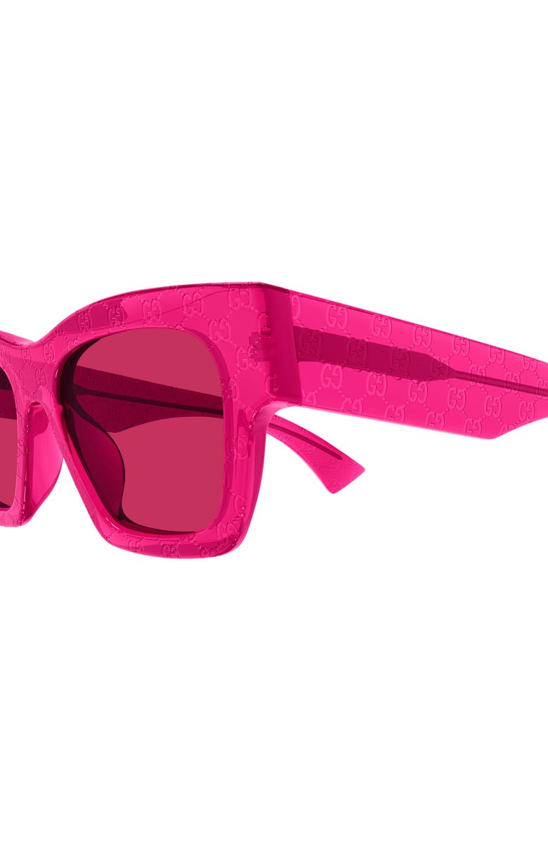 Gucci 52mm Rectangular Sunglasses, Alternate, color, Fuchsia